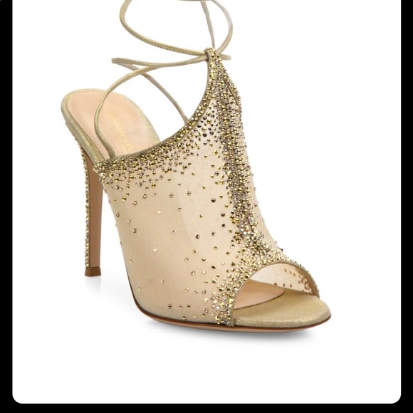 Gianvito Rossi Crystal Mesh Ankle - Wrap Sandals - Picture 4 of 5